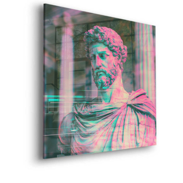 Klasyczny posąg w stylu glitch - obraz na szkle akrylowym
