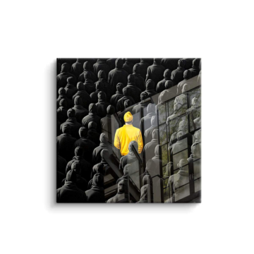 Yellow Figure in Crowd PVC Gloss Art