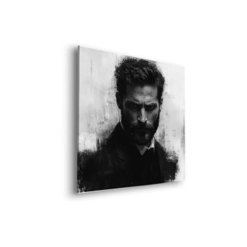 Y blanco negro Bearded hombre - cuadro Dibond mate