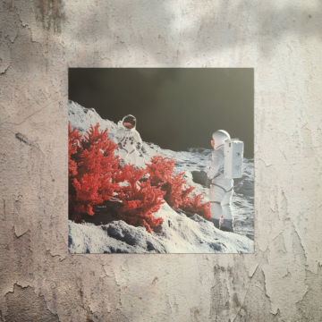 Paysage lunaire coral astronaute - poster