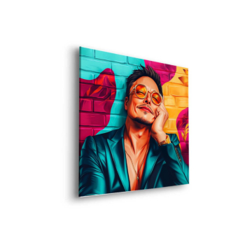 Hombre con gafas de sol en arte pop - cuadro Dibond mate