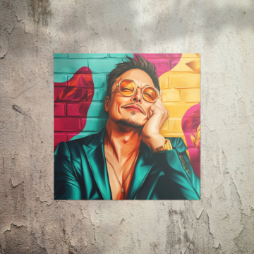 Pop-artowy mężczyzna w okularach przeciwsłonecznych - plakat