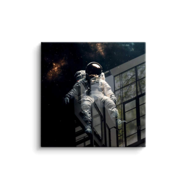 Schwebender Astronaut im Weltraum - PVC-Bild glänzend