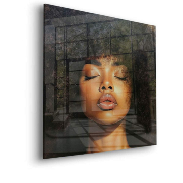 Portrait glamour doux de femme - tableau en verre acrylique
