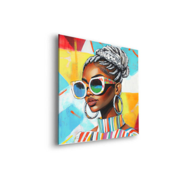 Colorful Braided Woman Portrait Dibond Matt Art