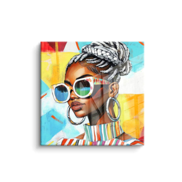 Colorful Braided Woman Portrait PVC Gloss Art