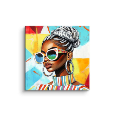 Colorful Braided Woman Portrait PVC Matt Art