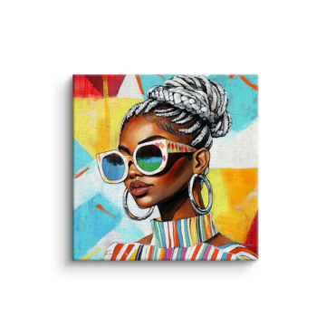 Colorful Braided Woman Portrait Canvas Art