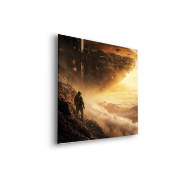 Horizon de montagne doré - tableau Dibond mat