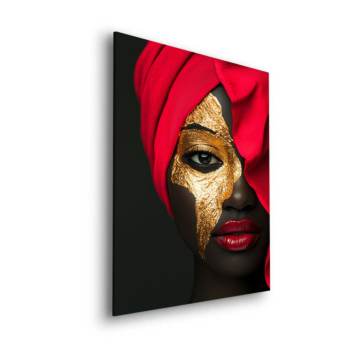 Máscara dorado rojo Turban - cuadro Dibond mate
