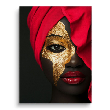 Gold Mask Red Turban Canvas Art