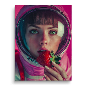 Astronauta Strawberry chica - cuadro en lienzo