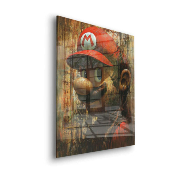 Mario Inspired Monkey Portrait Acrylic Glass Art
