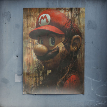 Mario Inspired Monkey Portrait Poster Art