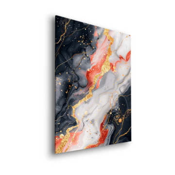 Abstrait marbre noir et or - tableau Dibond mat