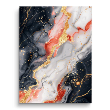 Abstracto de mármol negro y dorado - cuadro PVC mate