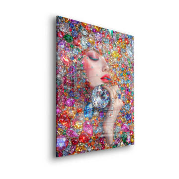 Juwelenbesetztes Modeporträt - Acrylglasbild