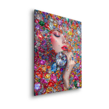 Retrato de moda con joyas - cuadro Dibond mate