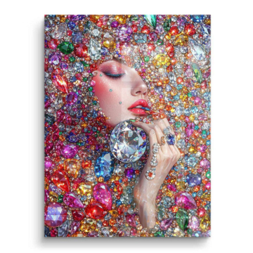 Retrato de moda con joyas - cuadro PVC brillante