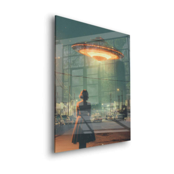 Retro-UFO-Begegnung - Acrylglasbild