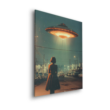 Retro UFO Encounter Dibond Matt Art