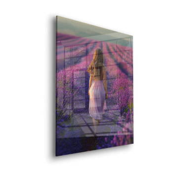 Lavender Field Woman Acrylic Glass Art