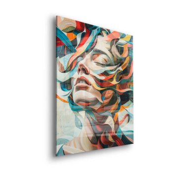 Portrait cubiste de femme en mouvement - tableau en verre acrylique