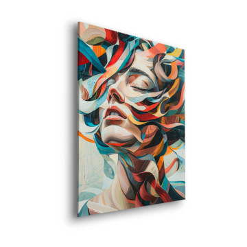 Retrato cubista de mujer en movimiento - cuadro Dibond mate