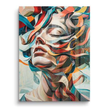 Retrato cubista de mujer en movimiento - cuadro PVC brillante