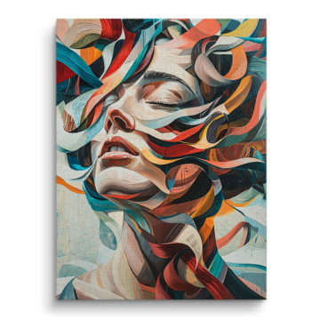 Retrato cubista de mujer en movimiento - cuadro en lienzo