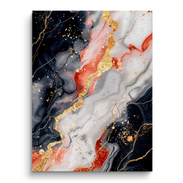 Abstracto de mármol negro y dorado - cuadro en lienzo
