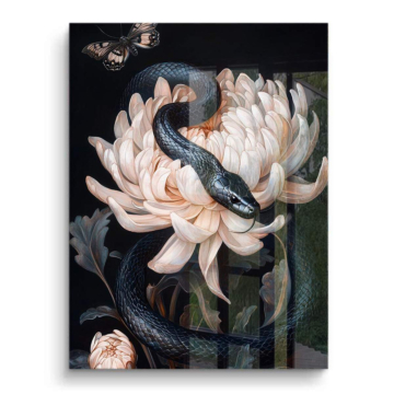 Serpent fleurs still vie - tableau PVC brillant