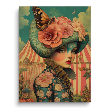 Butterfly Hat Doll Canvas Art