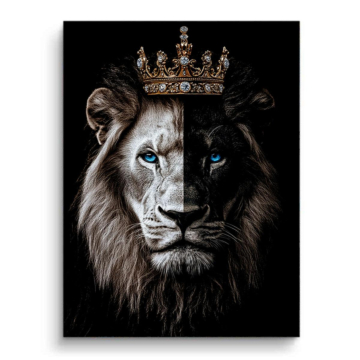 Crowned Lion Split Face Canvas Art