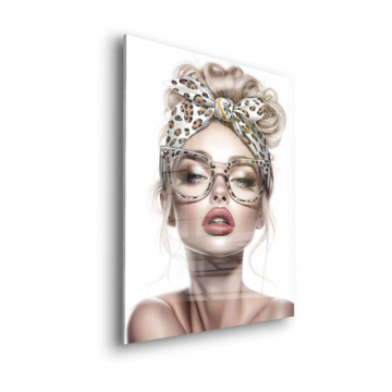 Modowy portret lamparta w stylu glamour - obraz na szkle akrylowym
