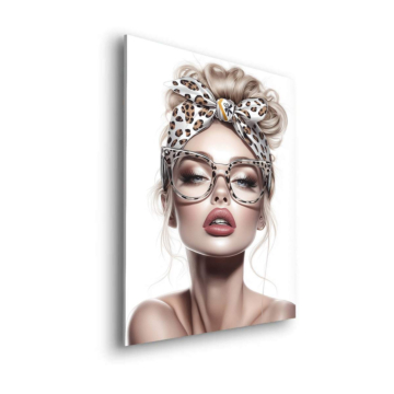 Modowy portret lamparta w stylu glamour - obraz na dibondzie matowym
