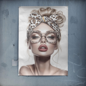 Glamouröses Leopard-Modeporträt - Poster