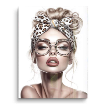 Modowy portret lamparta w stylu glamour - obraz na PVC z połyskiem