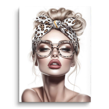 Retrato leopardo glamuroso de moda - cuadro PVC mate