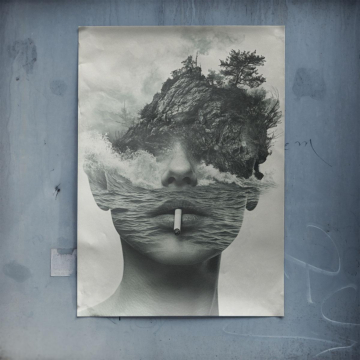 Surrealistyczna twarz oceanu - plakat
