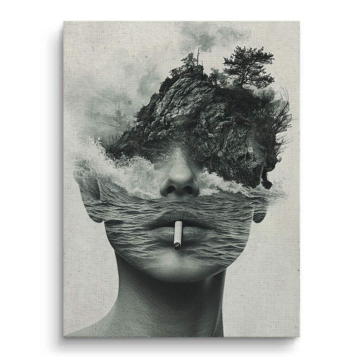 Surreales Gesicht im Ozean - Leinwandbild