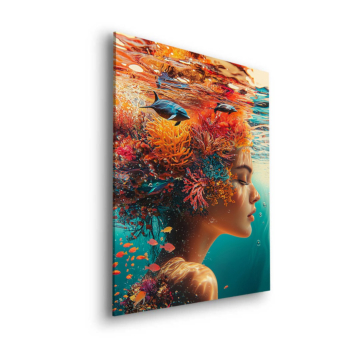 Portrait sous-marin au corail - tableau Dibond mat