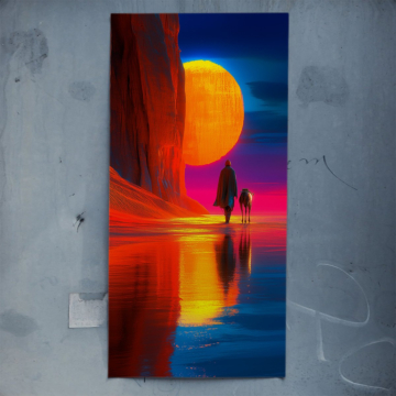 Surréaliste désert coucher de soleil - poster