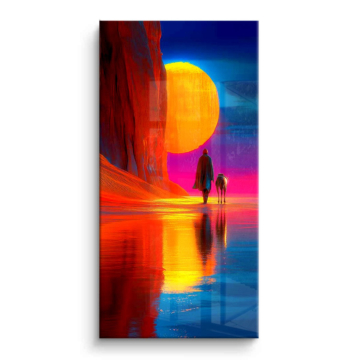 Surrealer Wüstensonnenuntergang - PVC-Bild glänzend
