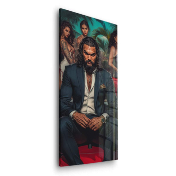 Retrato de jefe mafioso tropical - cuadro en vidrio acrílico