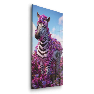 Różowa zebra w kwiatowym stylu - obraz na szkle akrylowym