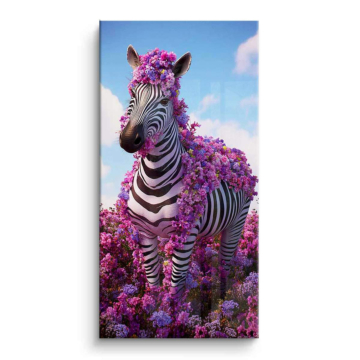Florales pinkes Zebra - PVC-Bild glänzend