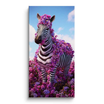 Florales pinkes Zebra - PVC-Bild matt