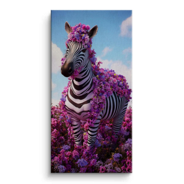 Różowa zebra w kwiatowym stylu - obraz na płótnie