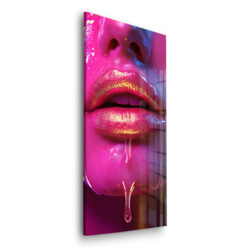 Neon Glitter Lips Acrylic Glass Art